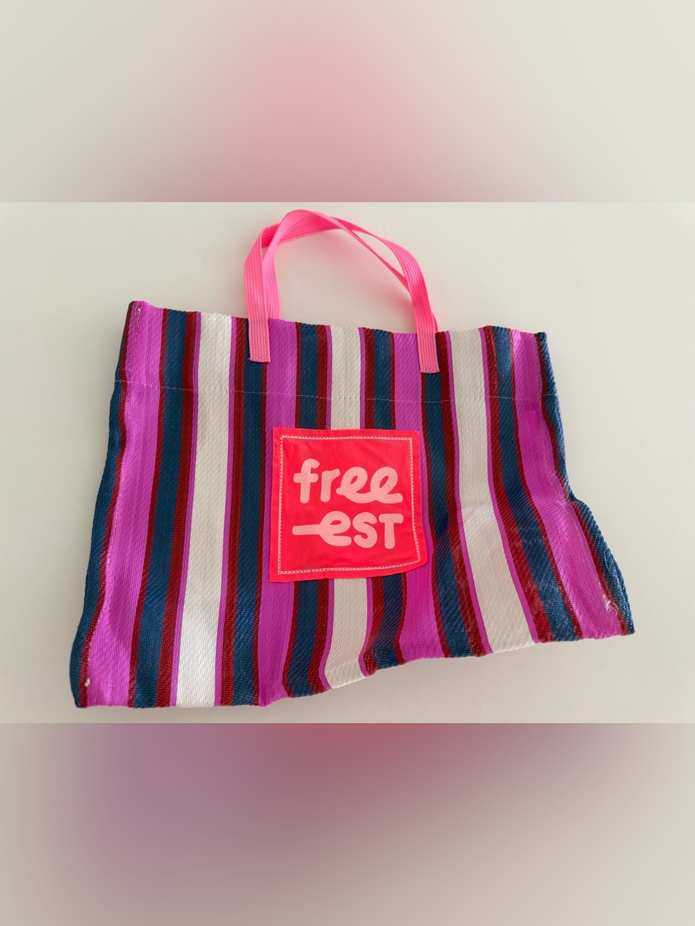 Free-est Pink Multistripe Mini Tote Bag